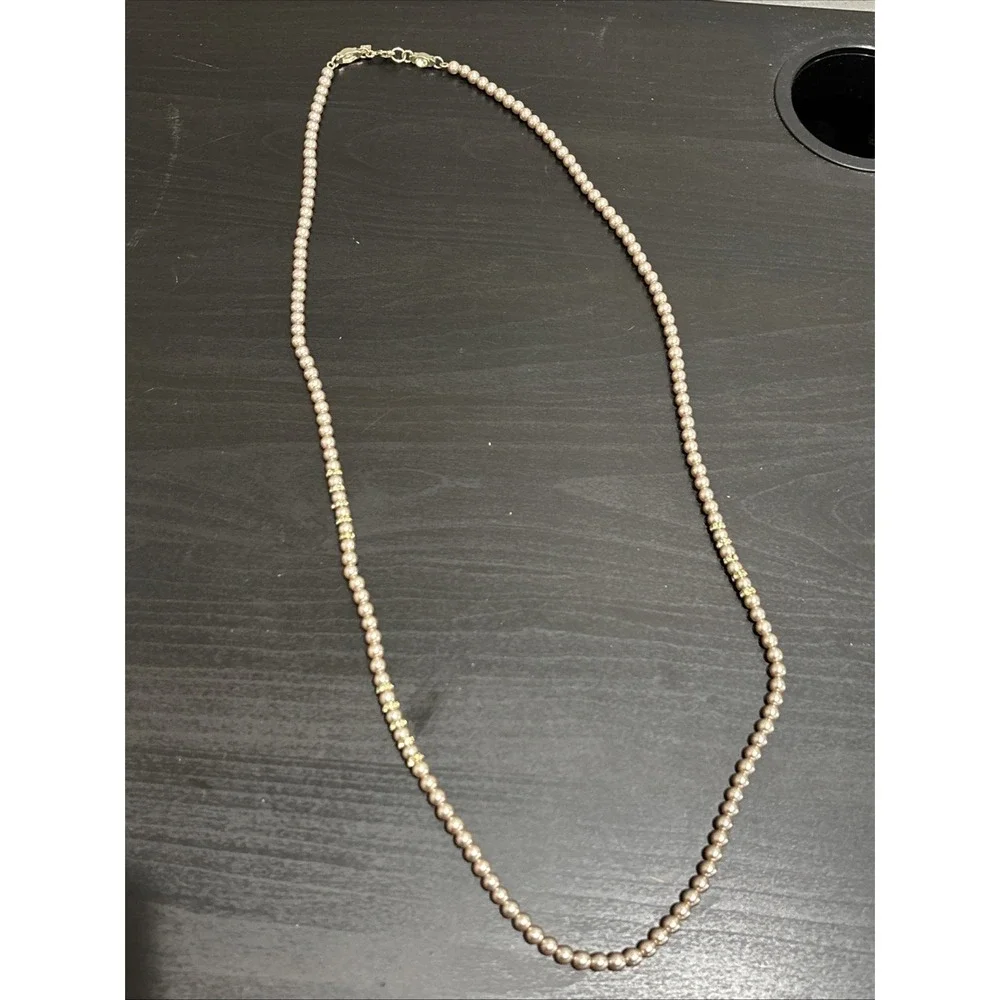 Banana Republic Beaded Pearl Long Necklace w/ Rhinestone Spacers Statement 38